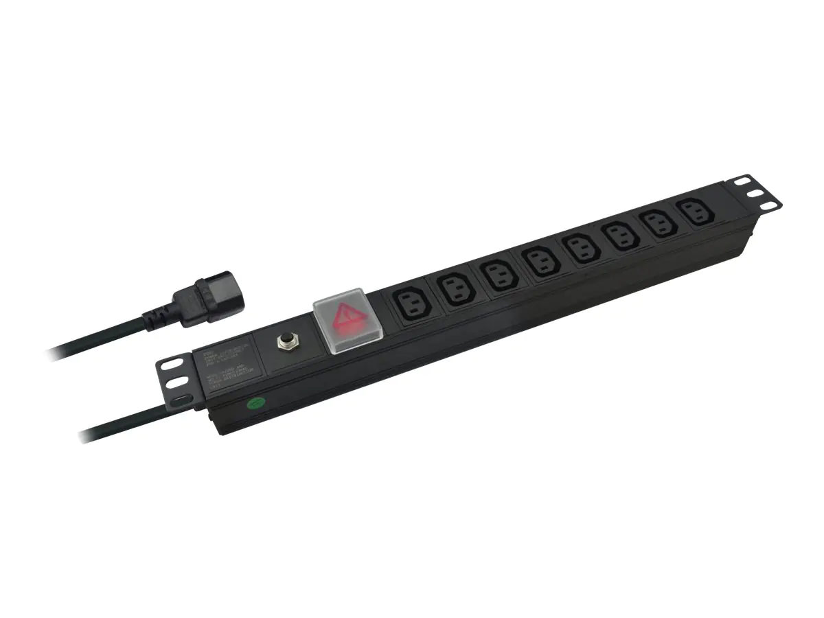 Helos PROFESSIONAL - Stromverteilungseinheit (Rack - einbaufähig) - Wechselstrom 250 V - 2500 Watt - Eingabe, Eingang IEC 60320 C14 - Ausgangsanschlüsse: 8 (8x IEC 60320 C13) - 1U - 48.3 cm (19") - 2 m Schnur - Schwarz