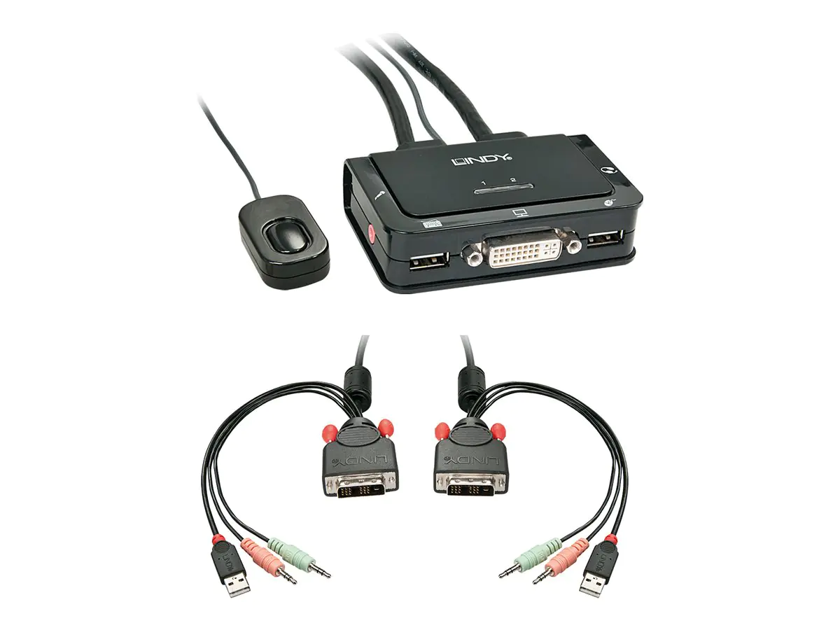 Lindy Compact 2 Port KVM Switch - KVM-/Audio-/USB-Switch - 2 x KVM/Audio/USB - 1 lokaler Benutzer - Desktop