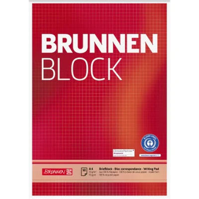 BRUNNEN Briefblock DIN A4 kariert 70g/m² rot 50 Bl.