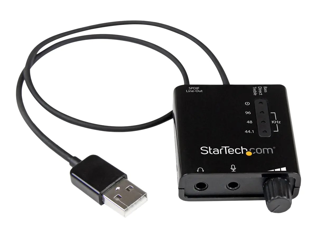 StarTech USB Audio Adapter - Externe USB Soundkarte mit SPDIF Digital Audio mit 2x 3,5mm Klinke - USB auf Audio Konverter - Schwarz - Soundkarte - 24-Bit - 96 kHz - Stereo - USB 2.0 - für P/N: MU15MMS, MU6MMS