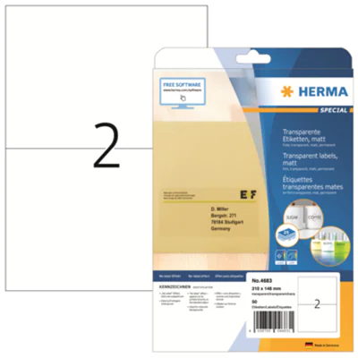 HERMA Etikett 4683 210x148mm Folie tr 50 St./Pack.
