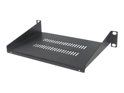 Intellinet 10" Cantilever Shelf, 1U, 150mm Depth, Vented, Max 45kg, Black, Three Year Warranty - Rack - Regal - RAL 9005, Schwarz - 1U - 25.4 cm (10") 714839