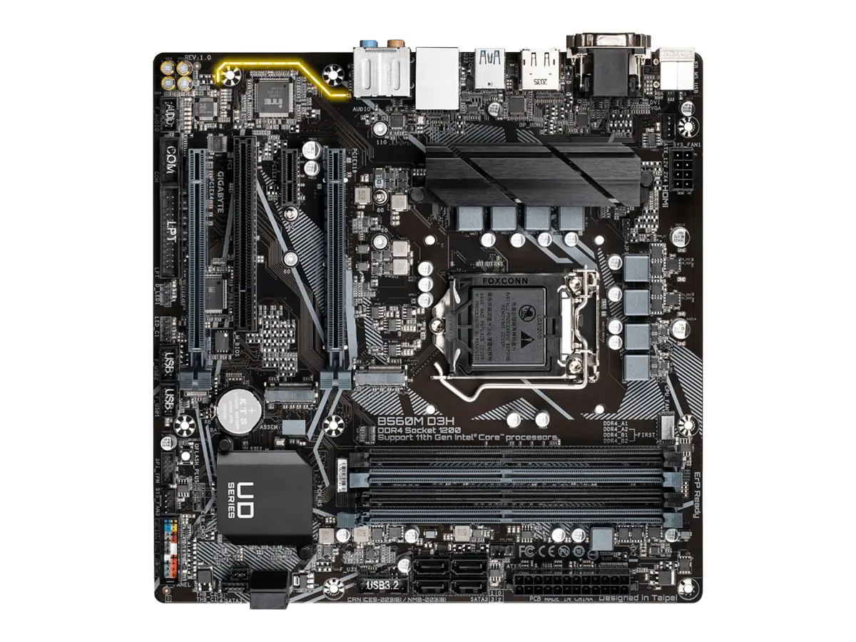 Gigabyte B560M D3H - 1.0 - Motherboard - micro ATX - LGA1200-Sockel - B560 Chipsatz - USB-C Gen1, USB 3.2 Gen 1 - Gigabit LAN - Onboard-Grafik (CPU erforderlich) - HD Audio (8-Kanal)