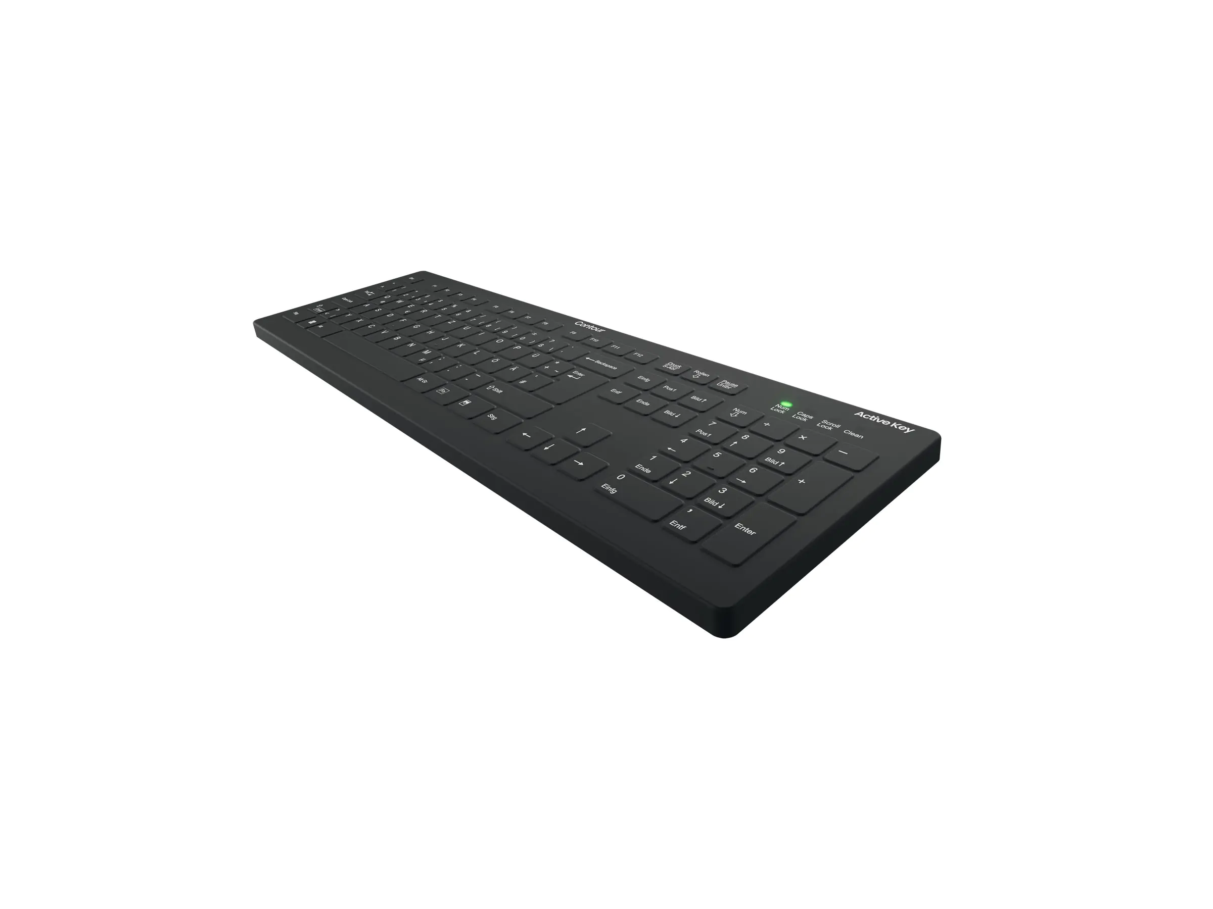 Active Key AK-C8112 - Tastatur - Wischdesinfektion, flaches Tastenprofil - waschbar - kabellos - 2.4 GHz - QWERTZ - Deutsch - Schwarz