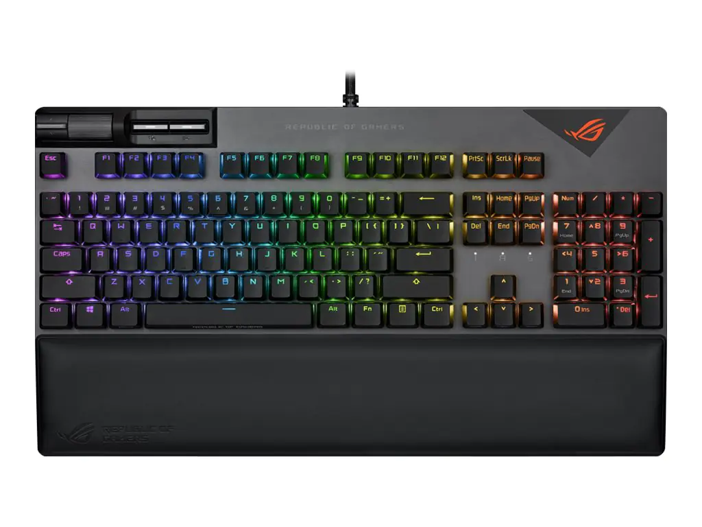 ASUS ROG Strix Flare - Tastatur - Hintergrundbeleuchtung - USB - Deutsch - Tastenschalter: ROG NX Red - Gun Metal