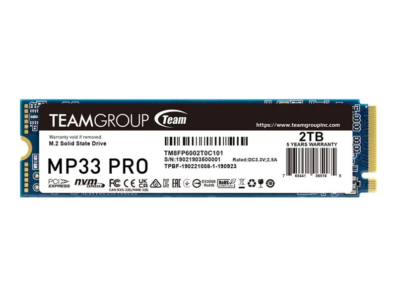 Team Group MP33 Pro - SSD - 2 TB - intern - M.2 2280 - PCIe 3.0 x4 (NVMe) TM8FPD002T0C101