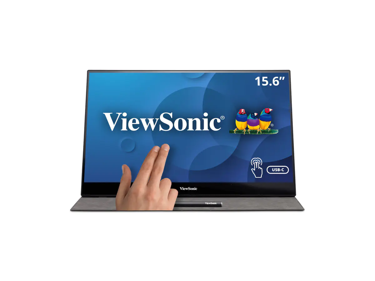 ViewSonic TD1655 - LED-Monitor - 40.6 cm (16") (15.6" sichtbar) - tragbar - Touchscreen - 1920 x 1080 Full HD (1080p) @ 60 Hz - IPS - 250 cd/m² - 800:1 - 6.5 ms - Mini HDMI, USB-C - Lautsprecher