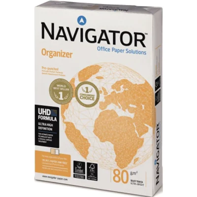 Navigator Kopierpapier Organizer DIN A4 80g/m² holzfrei 2fach Lochung hochweiß 2.500 Bl./Pack.