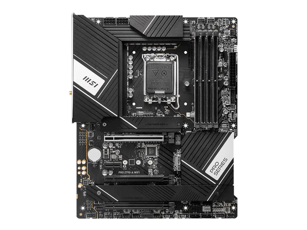 MSI PRO Z790-A WIFI - Motherboard - ATX - LGA1700-Sockel - Z790 Chipsatz - USB 3.2 Gen 1, USB 3.2 Gen 2, USB-C 3.2 Gen2, USB-C 3.2 Gen 2x2 - 2.5 Gigabit LAN, Wi-Fi 6, Bluetooth - Onboard-Grafik (CPU erforderlich) - HD Audio (8-Kanal)
