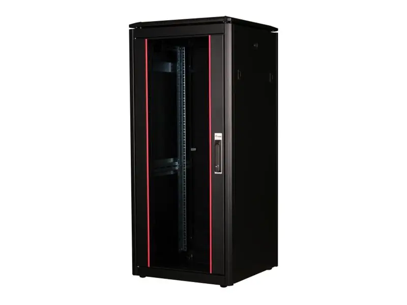 Equip Dynamic Flex Line - Schrank Netzwerkschrank - 600x600 mm, mit Glastür, abnehmbare und abschließbare Paneele, montiert - freistehend - Schwarz, RAL 9005 - 26U - 48.3 cm (19") EDF-26-6060-B-BIAA