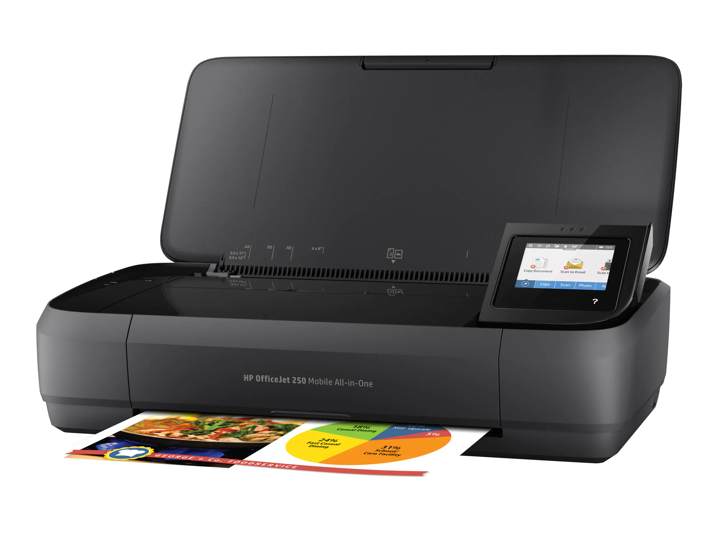 HP Officejet 250 Mobile All-in-One - Multifunktionsdrucker - Farbe - Tintenstrahl - Legal (216 x 356 mm) (Original) - A4/Legal (Medien) - bis zu 8 Seiten/Min. (Kopieren) - bis zu 10 Seiten/Min. (Drucken) - 50 Blatt - USB 2.0, USB-Host, Wi-Fi