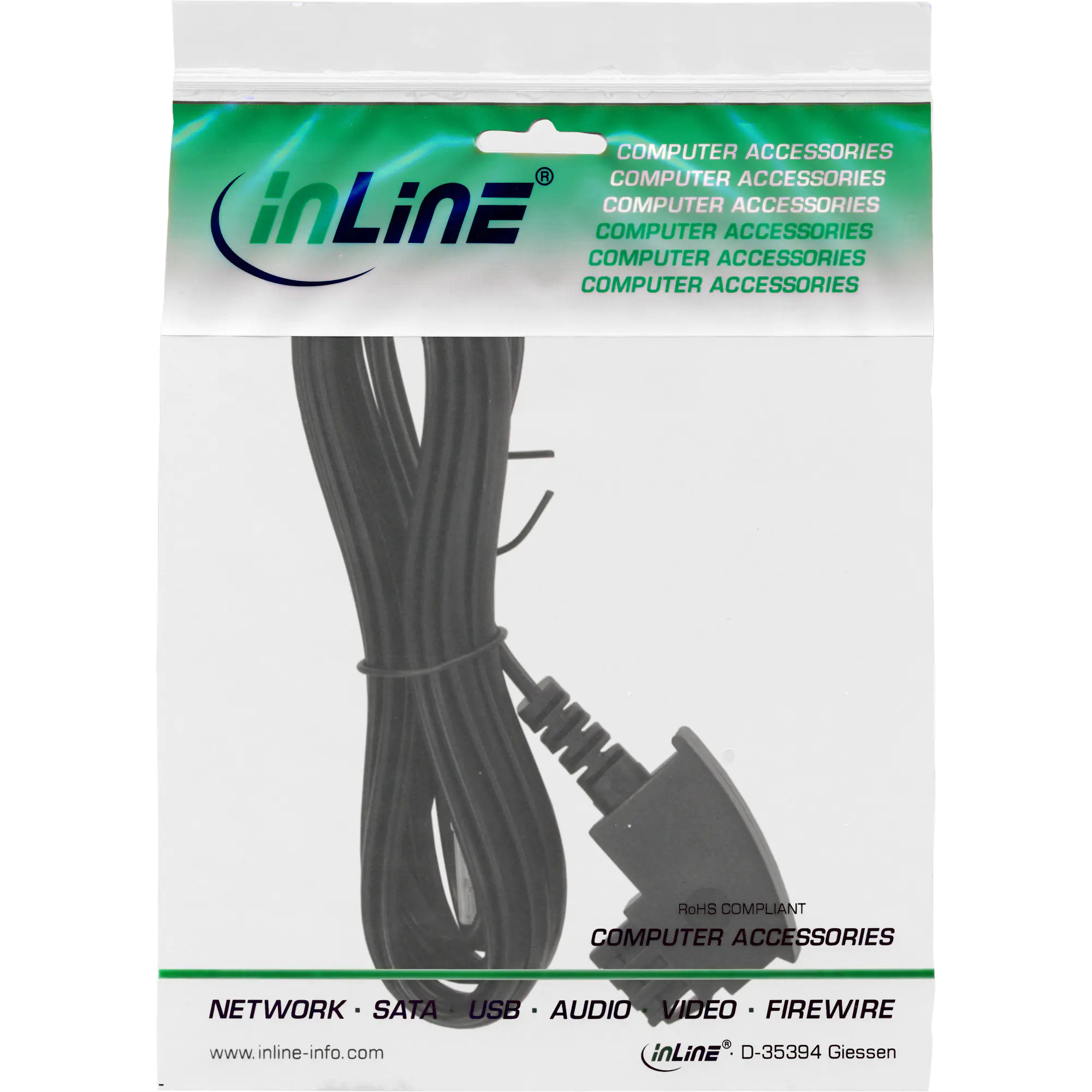 InLine DSL Kabel - TAE-F Stecker auf RJ45 8P2C - schwarz - 10 m 18510