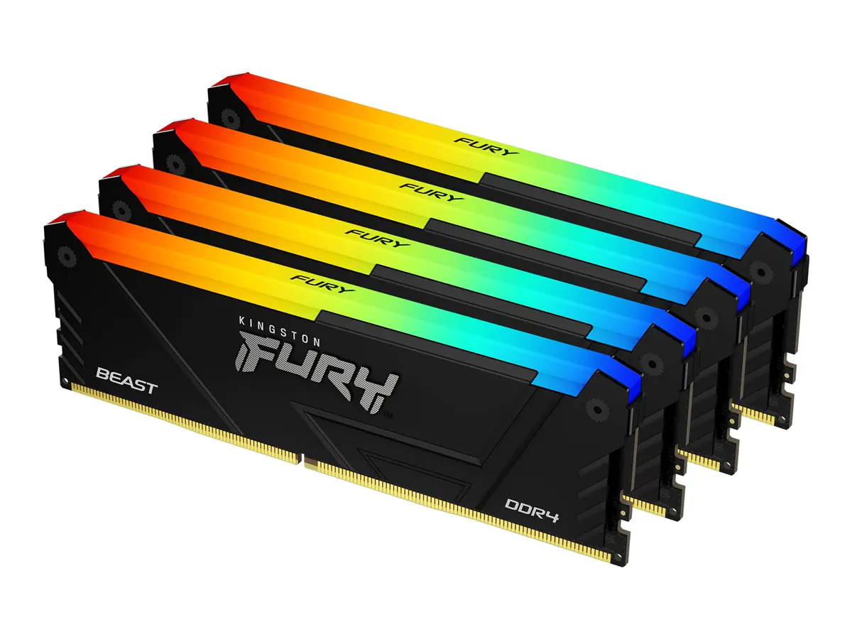Kingston FURY Beast RGB - DDR4 - Kit - 32 GB: 4 x 8 GB - DIMM 288-PIN - 1333 MHz - CL16 - 1.2 V - ungepuffert - on-die ECC - Schwarz