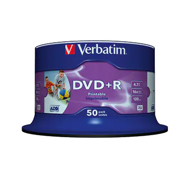 Verbatim - 50 x DVD+R - 4.7 GB 16x - Bedruckbarer Innenring, in Fotoqualität bedruckbare Oberfläche - Spindel