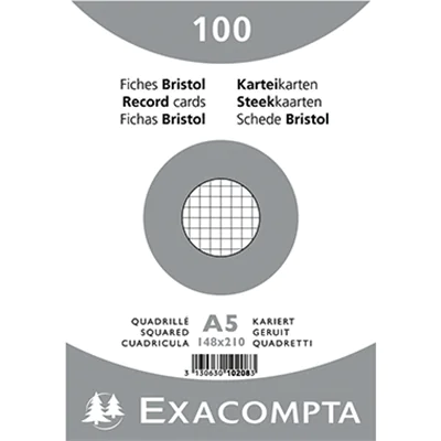Exacompta Karteikarte 10208E DIN A5 kariert weiß 100 St./Pack.
