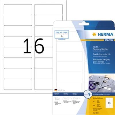 HERMA 4588, Weiß, Abgerundetes Rechteck, Entfernbar, A4, Universal, Seide