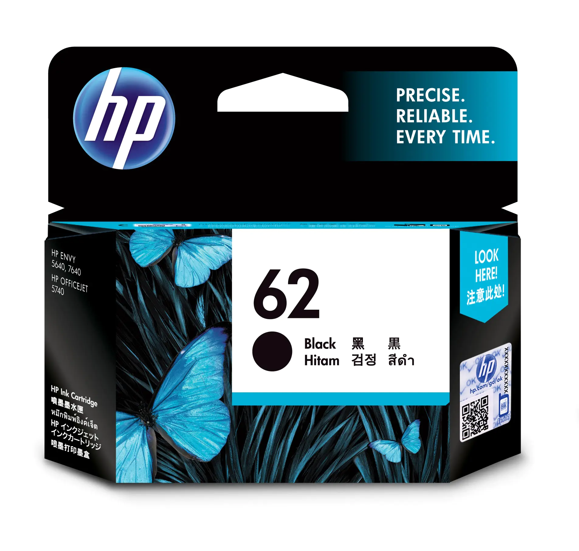HP 62 - Schwarz - original - Tintenpatrone - für ENVY 55XX, 56XX, 76XX; Officejet 200, 250, 57XX, 8040