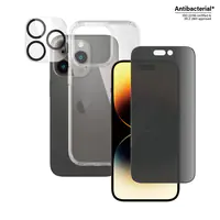 PanzerGlass - 3-in-1 Sichtschutzpaket - Schutzhülle für Mobiltelefon - Thermoplastisches Polyurethan (TPU) - für Apple iPhone 14 Pro