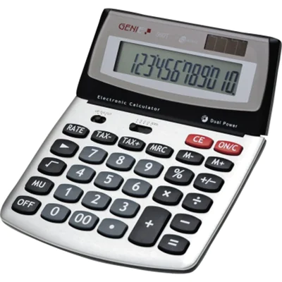 Genie 560 T, Desktop, Display-Rechner, 12 Ziffern, Display klappbar, Batterie/Solar, Schwarz, Silber 10270