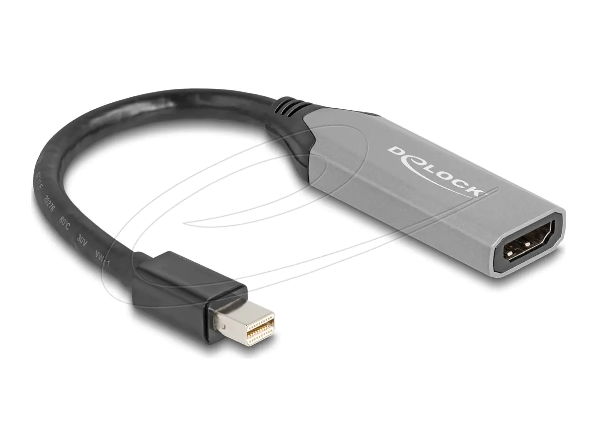 Delock Adapterkabel - Mini DisplayPort männlich zu HDMI weiblich - 15 cm - Grau, Schwarz - aktiv,