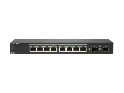 SonicWALL Switch SWS12-8POE - Switch - managed - 8 x 10/100/1000 (PoE) + 2 x Gigabit SFP - Desktop - PoE (55 W) - mit 1 Jahr 24x7 Support