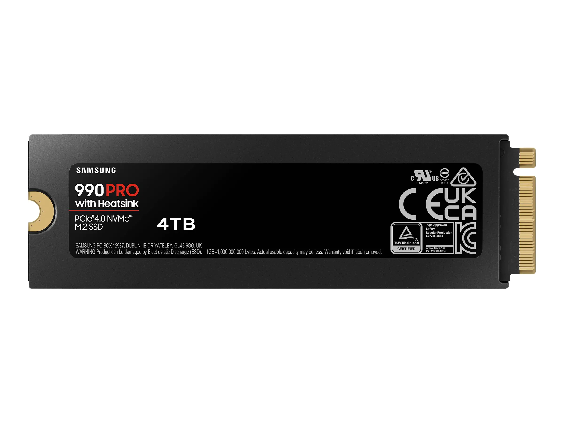 Samsung 990 PRO MZ-V9P4T0CW - SSD - verschlüsselt - 4 TB - intern - M.2 2280 - PCIe 4.0 x4 (NVMe) - 256-Bit-AES - TCG Opal Encryption - integrierter Kühlkörper