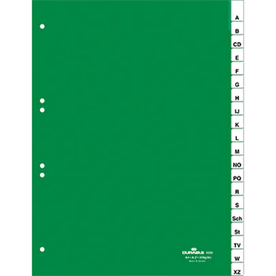 DURABLE Ordnerregister 620005 A-Z DIN A4 20tlg umschweißte Taben grün