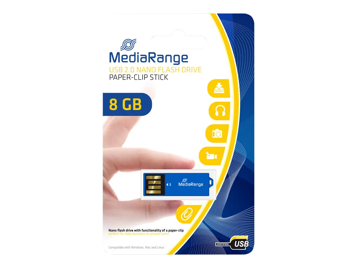 MediaRange Nano - USB-Flash-Laufwerk - 8 GB - USB 2.0 - Blau