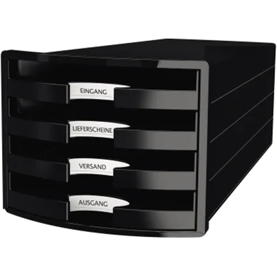 HAN Schubladenbox IMPULS 1013-13 DIN A4/C4 4Fächer offen sw