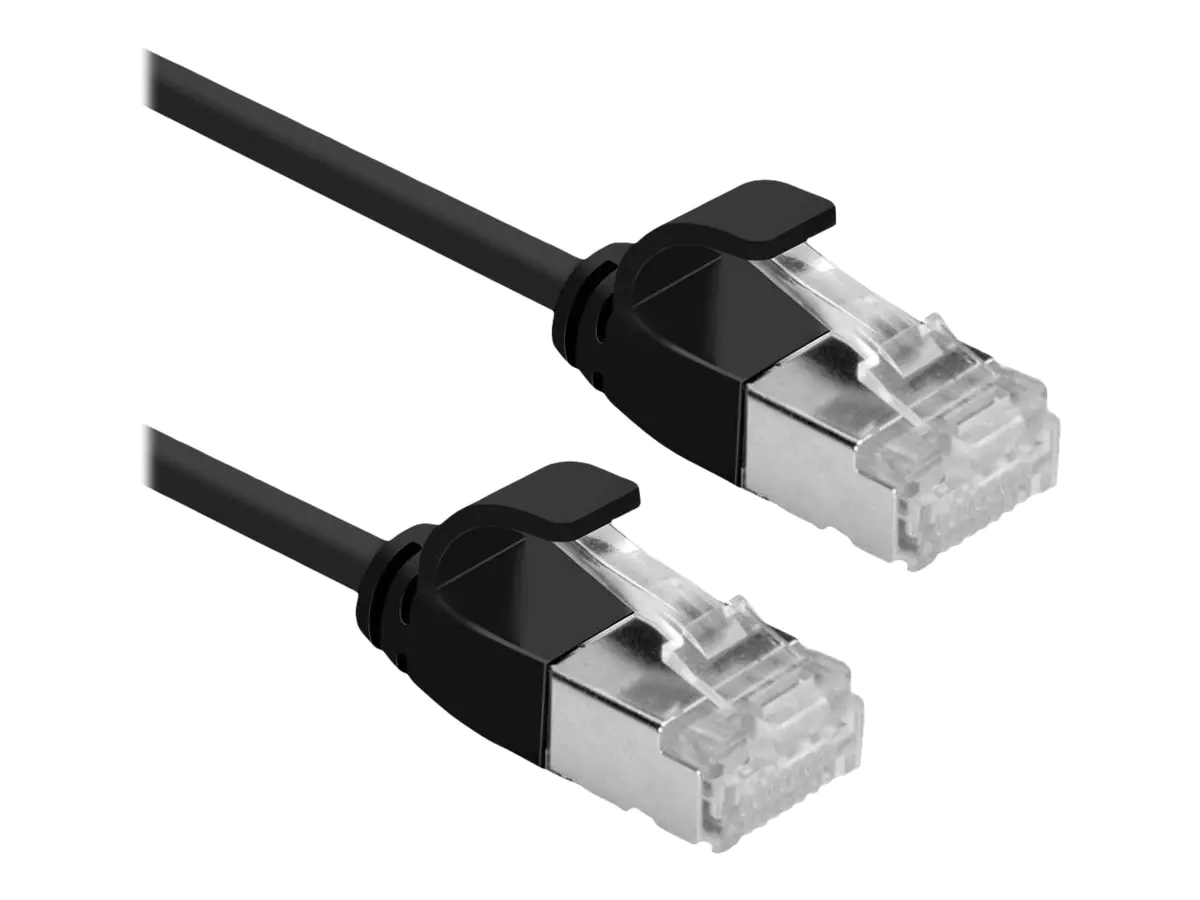 Roline Green - Patch-Kabel - RJ-45 (M) zu RJ-45 (M) - 2 m - 3.6 mm - U/FTP - CAT 6a - halogenfrei, geformt, ohne Haken, verseilt - Schwarz, pantone 3C