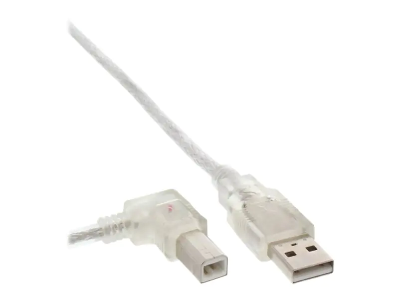 InLine - USB-Kabel - USB Typ B (M) zu USB (M) - 3 m - links-gewinkelter Stecker - durchsichtig