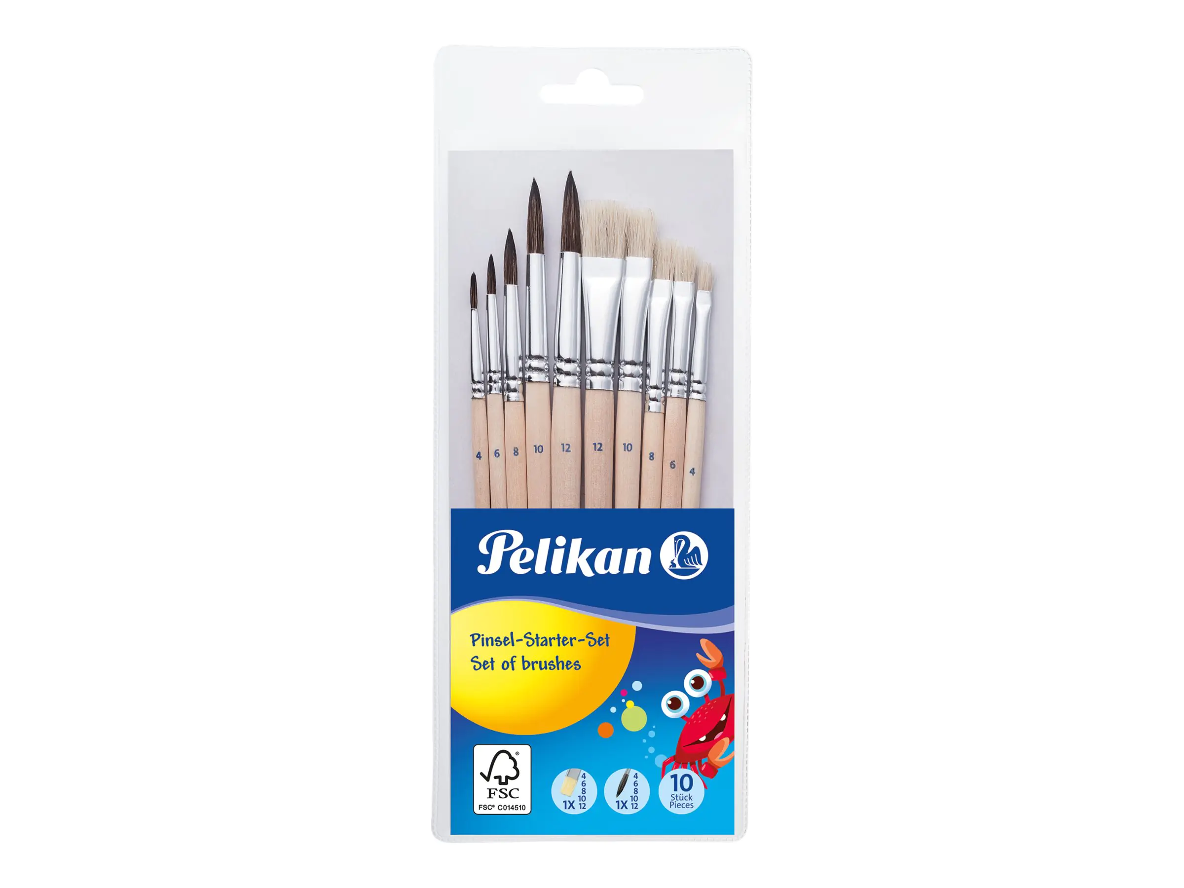 Pelikan Starter - Pinselset - 10-teilig - flach, Spitze 700405