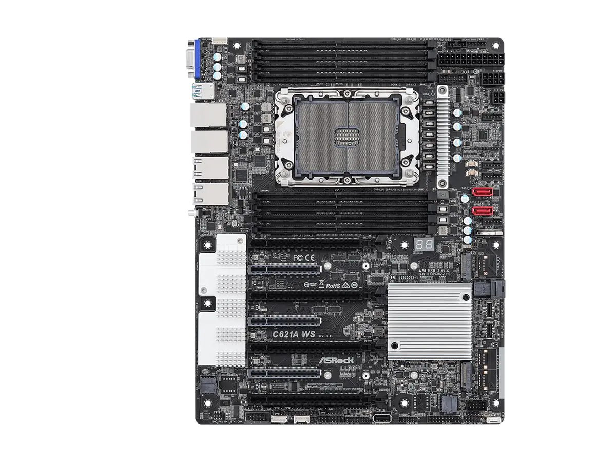 ASRock C621A WS - Motherboard - ATX - Socket P+ - C621A Chipsatz - USB-C Gen2, USB 3.2 Gen 1 - 2 x 10 Gigabit LAN, 2 x Gigabit LAN - Onboard-Grafik