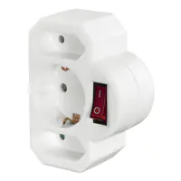 Hama Steckdosenadapter 3-fach 1x Schutzkontakt 2x Euro Schalter Weiß