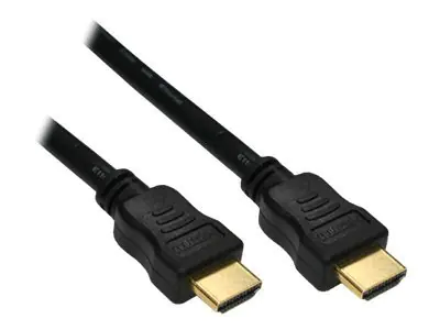 InLine High Speed - HDMI-Kabel mit Ethernet - HDMI männlich zu HDMI männlich - 1.5 m - dreifach abgeschirmtes Twisted-Pair-Kabel - Schwarz