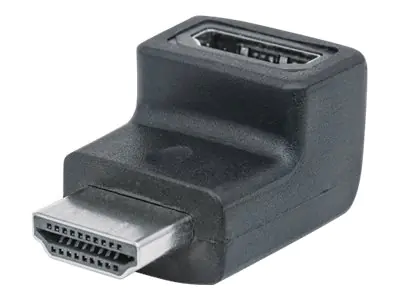 Manhattan HDMI Adapter, 4K@60Hz (Premium High Speed), Female to Male, Downward 90 Angle, Black, Ultra HD 4k x 2k, Fully Shielded, Gold Plated Contacts, Lifetime Warranty, Polybag - HDMI-Adapter - HDMI weiblich zu HDMI männlich nach unten abgewinkelt - 4K