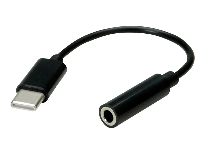 VALUE - Audio-Adapter - 24 pin USB-C männlich zu 4-poliger Mini-Stecker weiblich - 13 cm - Schwarz - aktiv