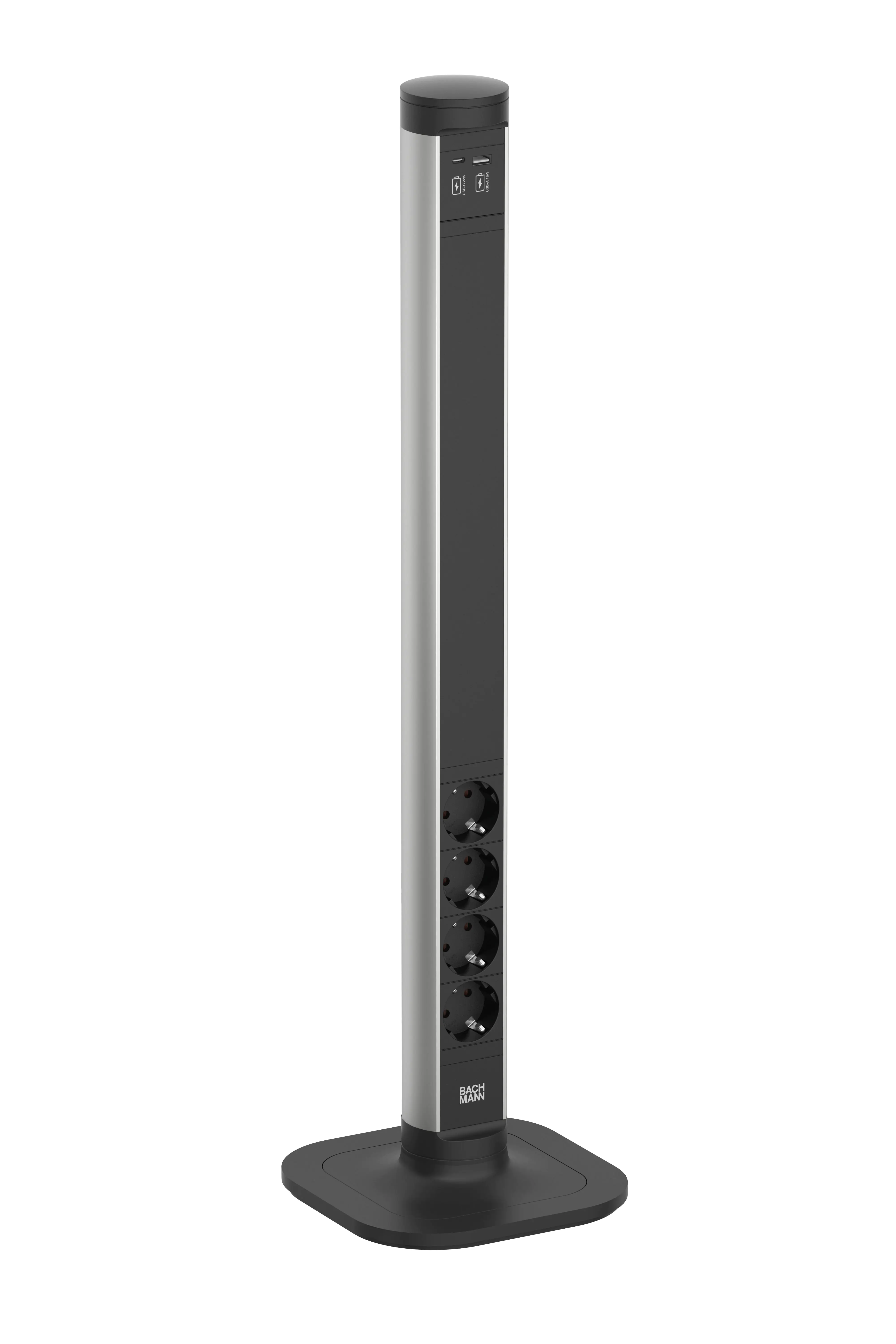 Bachmann CYCLE POLE L Steckdosenleiste 4-fach USB A/C-Charger, 2,5m, schwarz, ohne Ständer