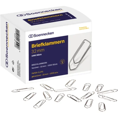 Soennecken Briefklammer 1353 32mm verzinkt 1.000 St./Pack.