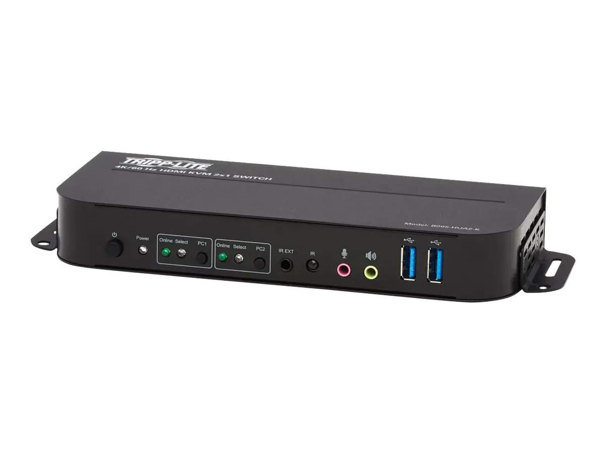 Eaton Tripp Lite series HDMI KVM, 2-Port 4K 60Hz 4:4:4, HDR, HDCP 2.2 Support, IR Remote and USB Cables - KVM-/Audio-/USB-Switch - 2 x KVM/Audio/USB - 1 lokaler Benutzer - Desktop