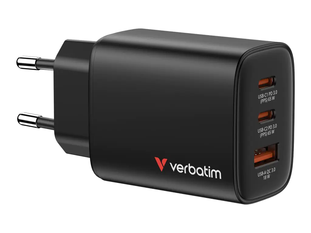 Verbatim GaN III Essentials Charger 3 Port 65W USB-A/C black