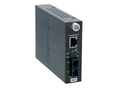 TRENDnet TFC-110S60i - Medienkonverter - 100Mb LAN - 10Base-T, 100Base-FX, 100Base-TX - SC Single-Modus / RJ-45 - bis zu 60 km - 1310 nm - TAA-konform