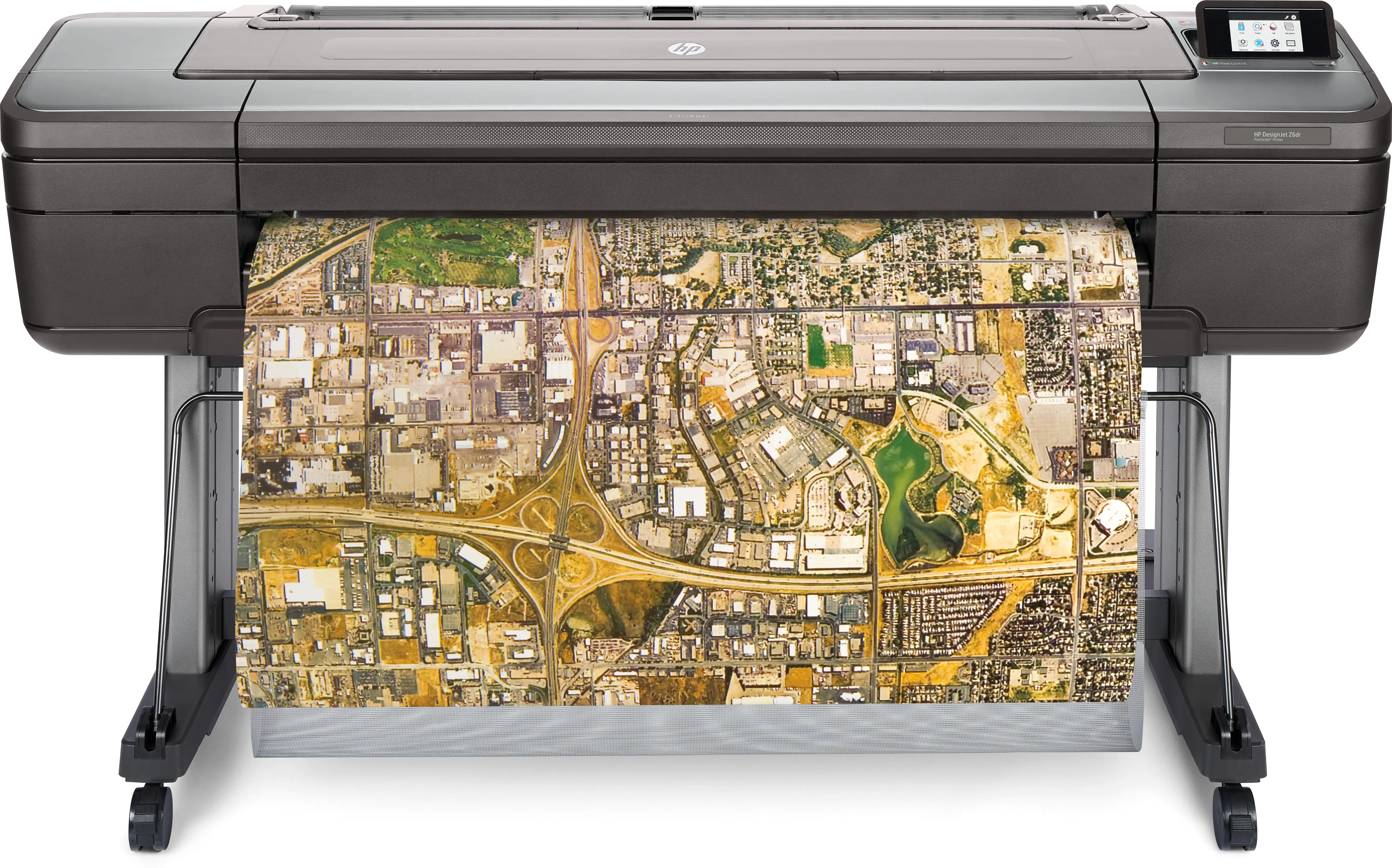 HP DesignJet Z6dr PostScript - 1118 mm (44") Großformatdrucker - Farbe - Tintenstrahl - Rolle (111,8 cm) - 2400 x 1200 dpi - bis zu 1.1 Min./Seite (einfarbig)/ bis zu 1.1 Min./Seite (Farbe) - Gigabit LAN, USB-Host - Cutter