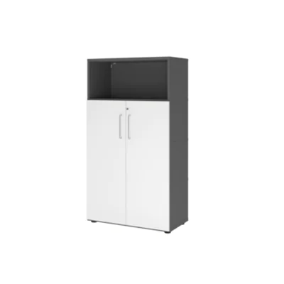Hammerbacher Regalschrank FlexWall H1452xB800xT417mm graphit/weiß Regal u.Tueren VFW48T3KG/G/W/BS