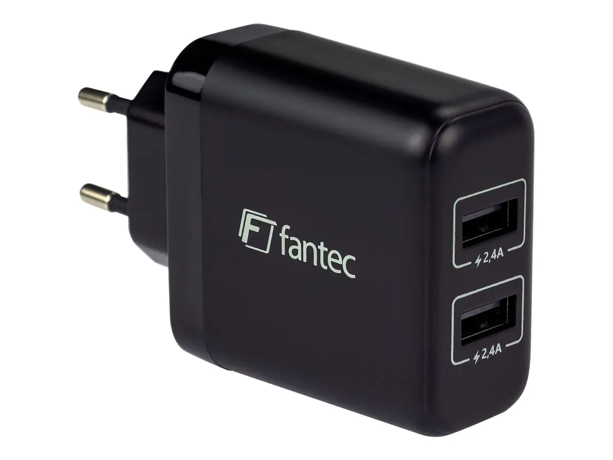 FANTEC SC-A224 - Netzteil - 24 Watt - 4.8 A - QC - 2 Ausgabeanschlussstellen (USB)