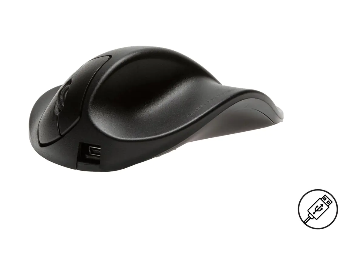Bakker Elkhuizen Hippus small - Maus - Für Linkshänder - 2 Tasten - kabelgebunden - USB - Schwarz