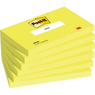 Post-it® Haftnotiz Neon Notes 127 x 76 mm (B x H) neongrün 100 Bl./Block 6 Block/Pack.