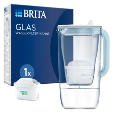 BRITA Filterkaraffe ONE 2,5l Borosilikatglas, 60 % recycelt weiß