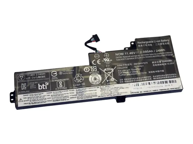 BTI - Laptop-Batterie (gleichwertig mit: Lenovo 01AV421) - Lithium-Polymer - 3 Zellen - 2094 mAh - 24 Wh - für Lenovo ThinkPad T470 20HD, 20HE, 20JM, 20JN