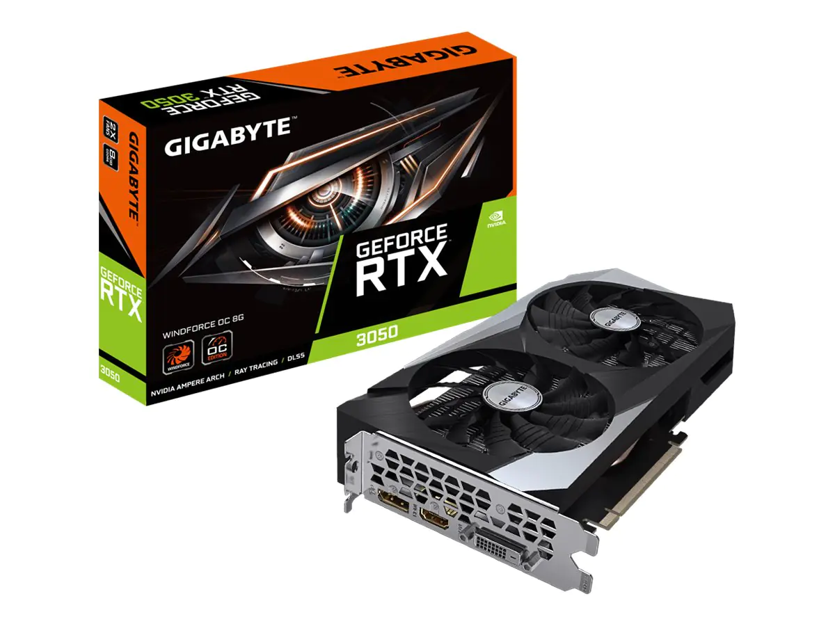 Gigabyte GeForce RTX 3050 WINDFORCE OC 8G - Grafikkarten - GF RTX 3050 - 8 GB GDDR6 - PCIe 4.0 - DisplayPort, HDMI, DVI